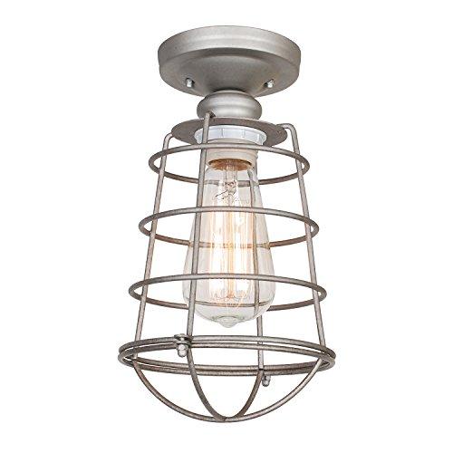 Design House 519686 Ajax 1 Light Semi Flush Mount Ceiling Light Galvanized Steel Finish Design House drop ship